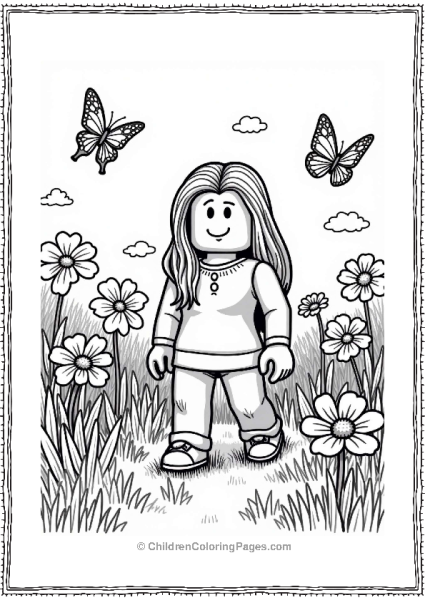 Roblox Character In A Flower Meadow Free PDF Printable