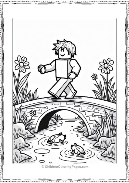 Roblox Character On A Bridge Over Stream Free PDF Printable