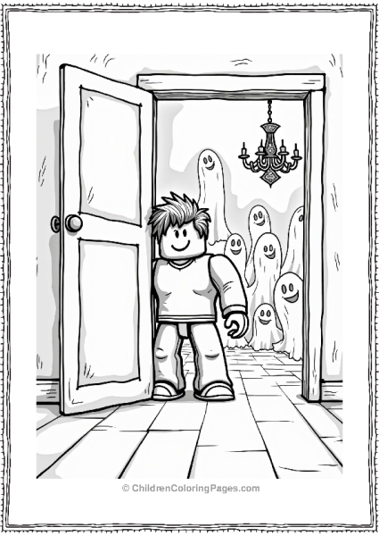 Roblox Character Peeking Into A Haunted Room Free PDF Printable
