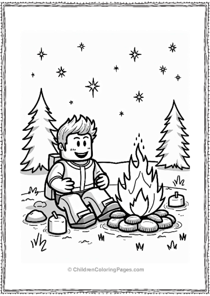 Roblox Character Roasting Marshmallows By Campfire Free PDF Printable
