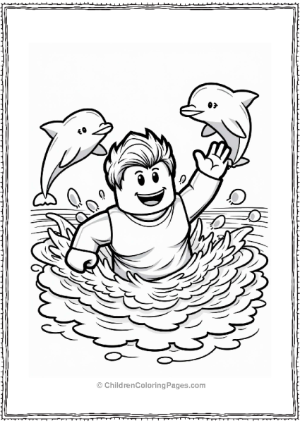 Roblox Character Swimming With Dolphins Free PDF Printable