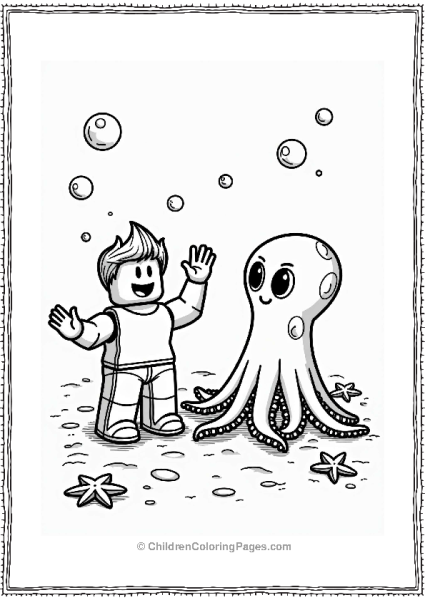 Roblox Character With Playful Octopus Free PDF Printable
