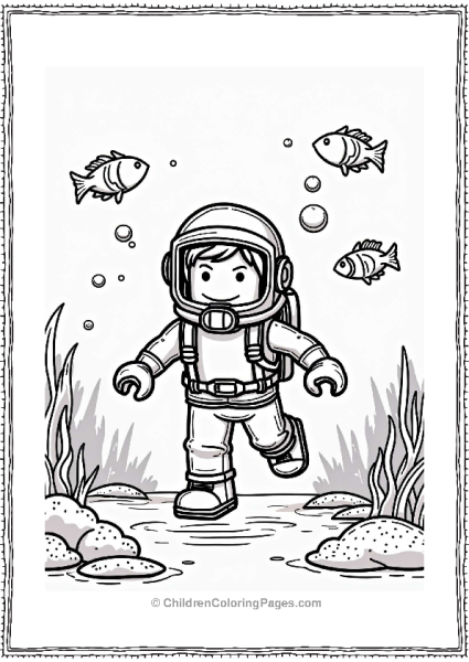Roblox Cheerful Diver In A Colorful Underwater Scene Free PDF Printable