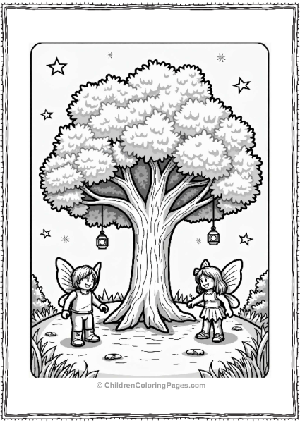 Roblox Magical Tree With Glowing Lanterns And Fairies Free PDF Printable