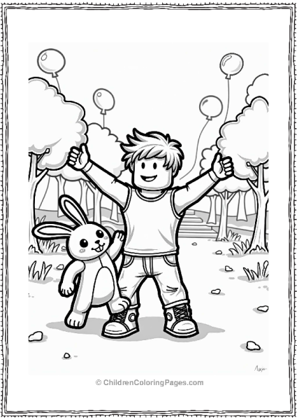Roblox Player Dancing With A Pixelated Rabbit Free PDF Printable