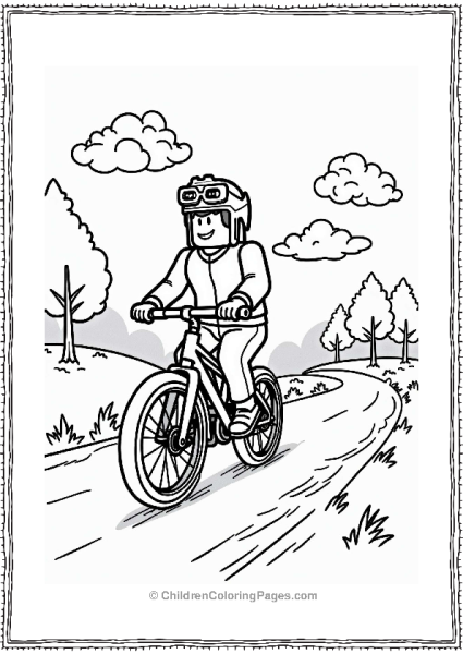 Robloxian Cyclist On A Scenic Road Free PDF Printable