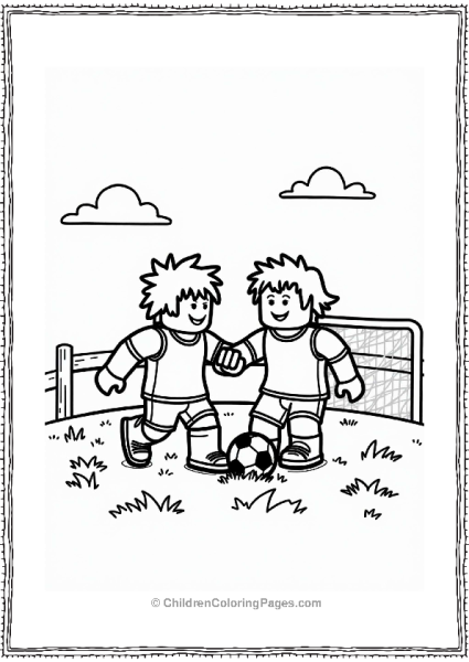 Robloxian Friends Playing Soccer Free PDF Printable
