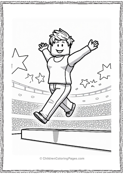 Robloxian Gymnast On Balance Beam Free PDF Printable