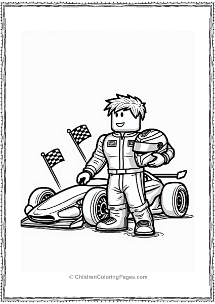 Robloxian Racing Driver With Car Free PDF Printable