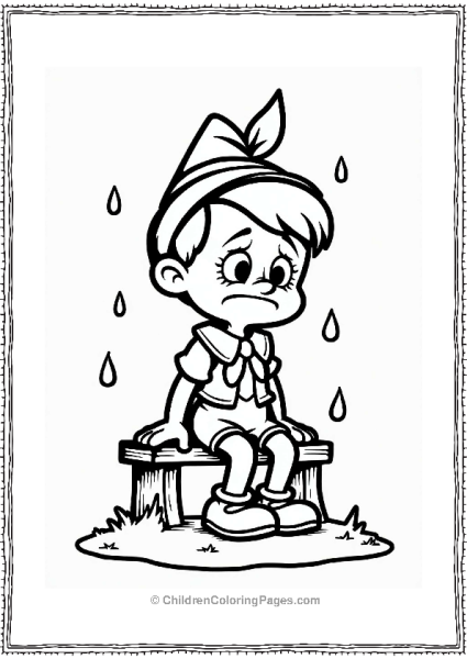 Sad Pinocchio On A Bench Free PDF Printable