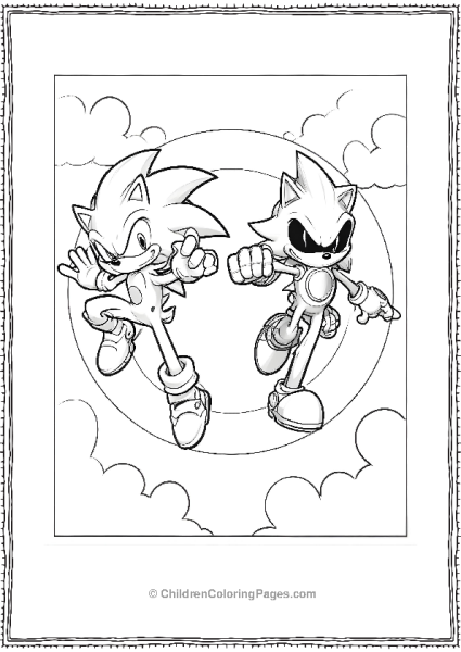 Sonic The Hedgehog And Metal Sonic In The Sky Free PDF Printable