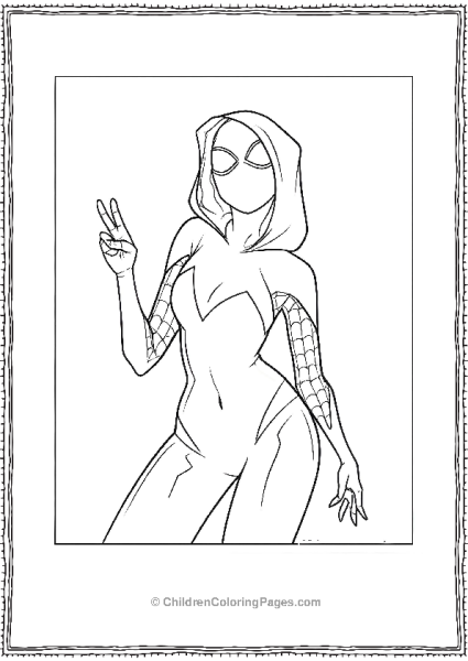Spider Gwen Doing Peace Sign Free PDF Printable