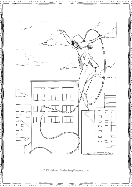 Spider Gwen On A Building With A Web Free PDF Printable