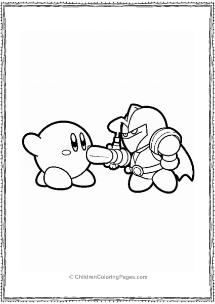 Super Smash Bros Kirby Vs Meta Knight Coloring Page Free PDF Printable