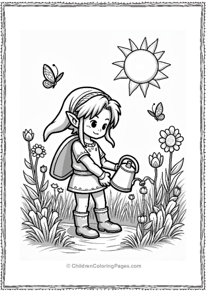 Super Smash Bros Link’s Spring Garden With Butterflies Free PDF Printable
