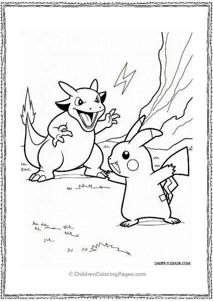 Super Smash Bros Pikachu Vs Charizard Coloring Page Free PDF Printable