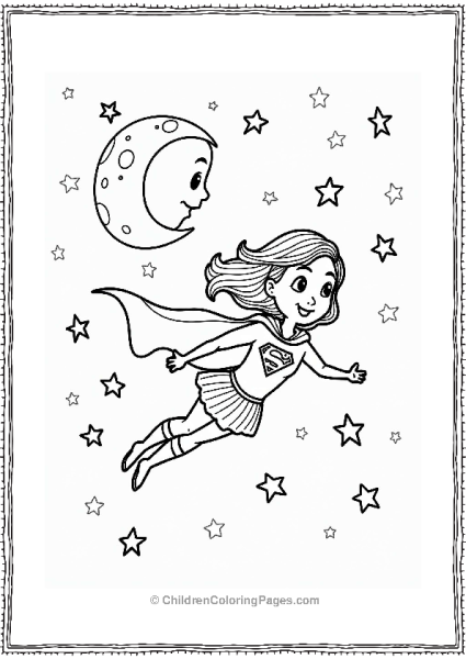 Supergirl Flying By The Moon Free PDF Printable