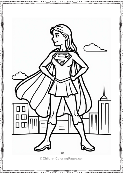 Supergirl In Action Against City Skyline Free PDF Printable