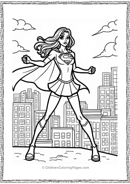 Supergirl In Action Pose On Rooftop Free PDF Printable