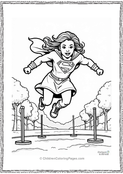 Supergirl Jumping Over Barriers Free PDF Printable