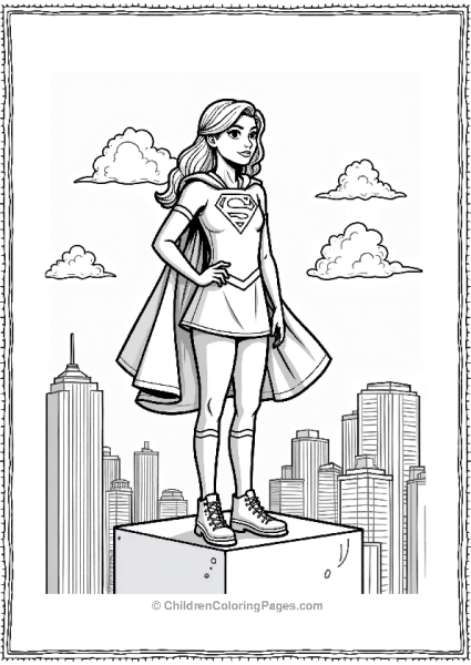 Supergirl Over City Skyline Free PDF Printable