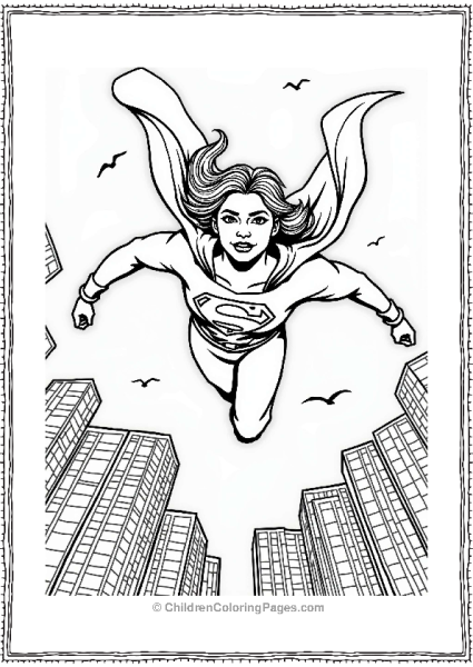 Supergirl Over The City Skyline Free PDF Printable