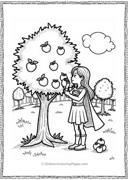 Supergirl Picking Apples In An Orchard Free PDF Printable