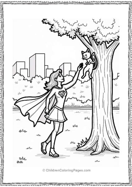 Supergirl Rescuing A Cat Free PDF Printable