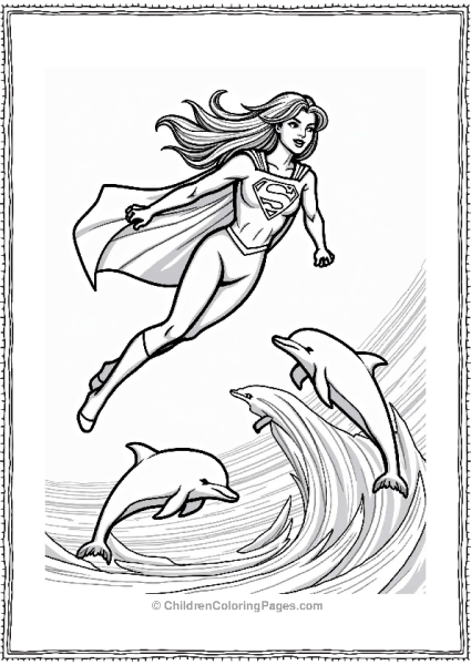 Supergirl Soaring Over The Ocean Free PDF Printable