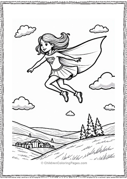 Supergirl Soaring Through A Bright Sky Free PDF Printable