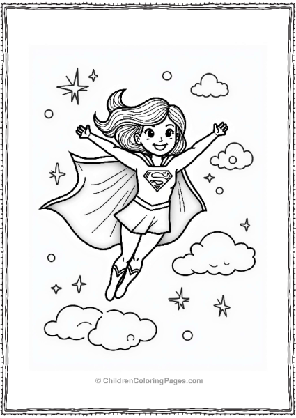 Supergirl Soaring Through The Clouds Free PDF Printable