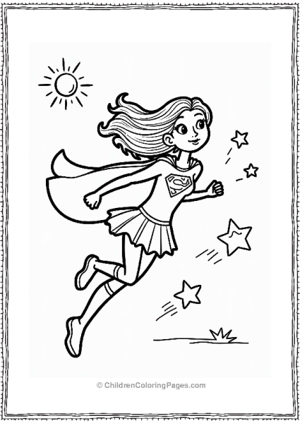Supergirl Soaring With Stars Free PDF Printable