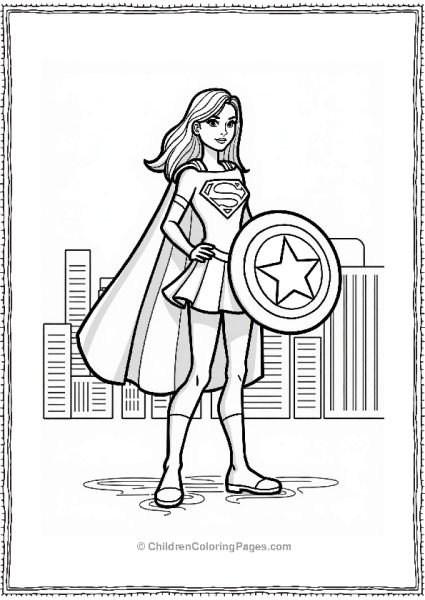 Supergirl With A Star Shield Free PDF Printable