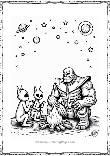 Thanos At A Cosmic Campfire Free PDF Printable