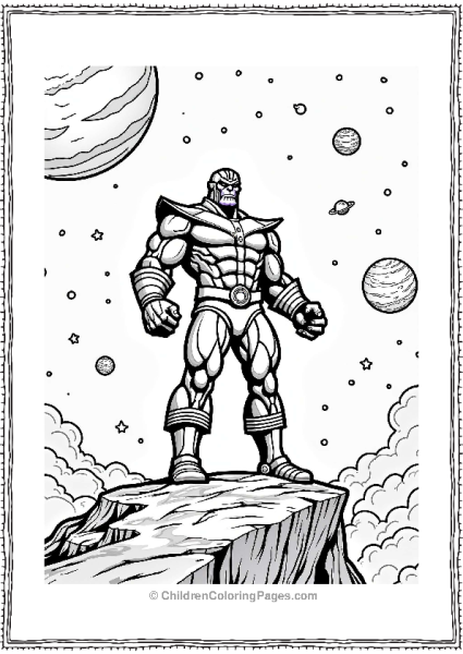 Thanos Overlooking A Cosmic Scene Free PDF Printable