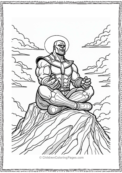 Thanos Sitting On A Mountain Peak At Sunset Free PDF Printable