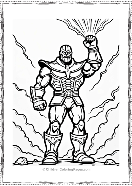 Thanos With Gauntlet Surrounded By Lightning Free PDF Printable