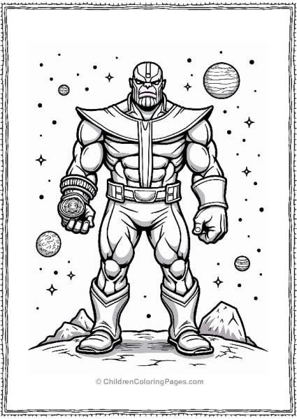 Thanos With Infinity Gauntlet In Cosmic Background Free PDF Printable