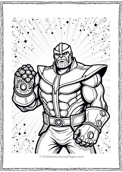 Thanos With Infinity Stones In Cosmic Background Free PDF Printable