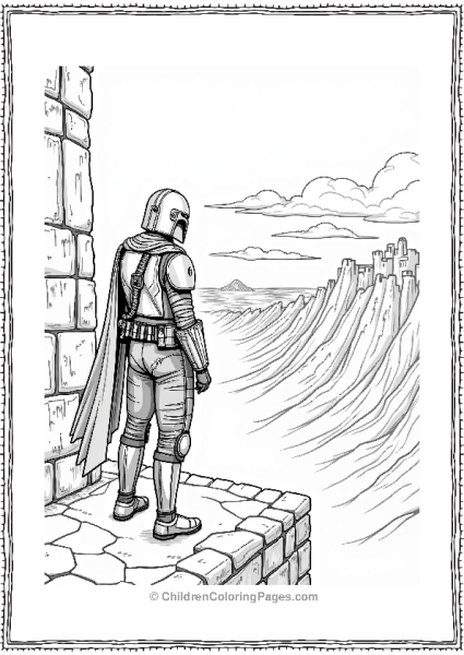 The Mandalorian In A Deserted Fortress Free PDF Printable