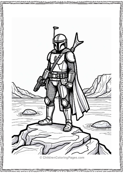 The Mandalorian Warrior Overlooking A Battle Free PDF Printable