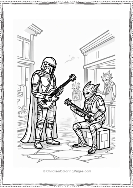 The Mandalorian With A Street Musician Free PDF Printable
