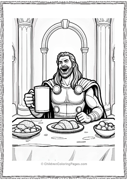 Thor Holding A Giant Mug In Asgard Free PDF Printable