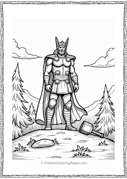 Thor Standing On A Hilltop Free PDF Printable