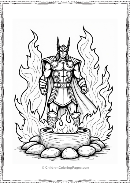 Thor Surrounded By Playful Flames Free PDF Printable
