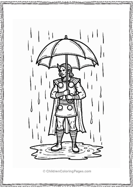 Thor Under The Umbrella In The Rain Free PDF Printable