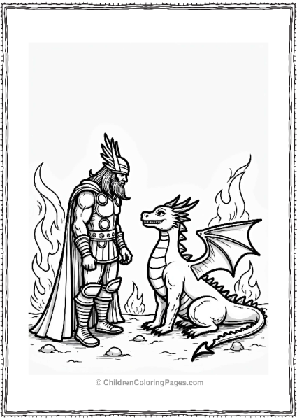 Thor With A Fire Dragon Free PDF Printable
