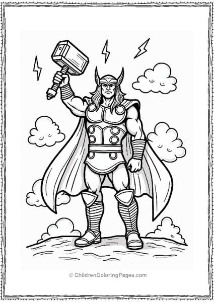 Thor With Mjolnir And Lightning Free PDF Printable