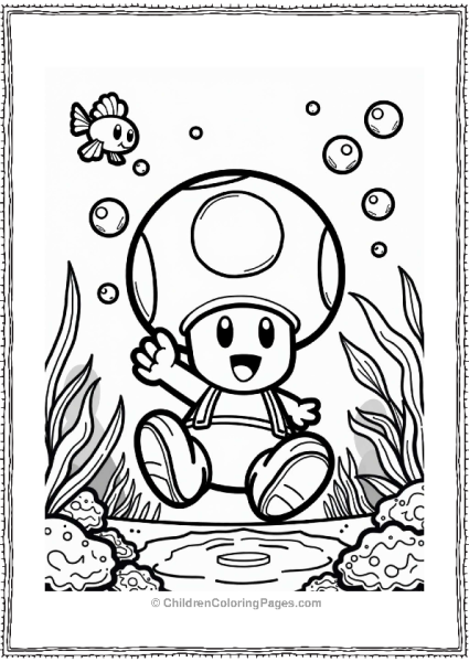 Toad Blowing Bubbles With Colorful Fish Free PDF Printable