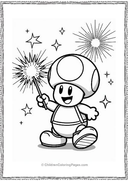 Toad Celebrating With A Sparkler Free PDF Printable
